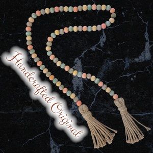 Hand Crafted Wood Beaded Garland Hand Dyed & Strung Christmas Tree Mantle B006